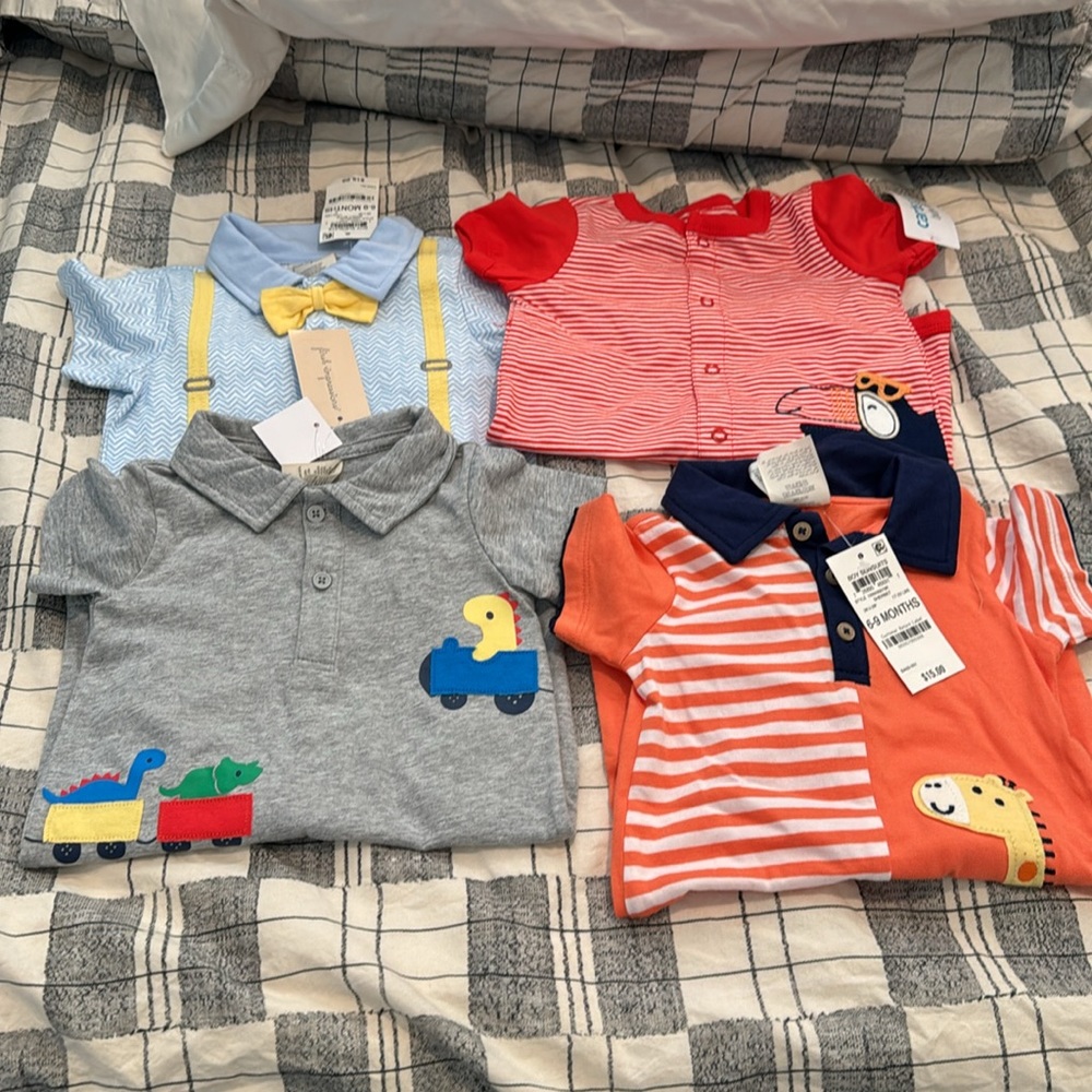 Carter’s Romper Baby Boy 4 Pc Lot 6-9m Sunsuit shorts NWT